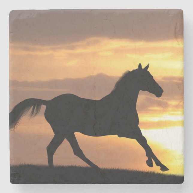 Horse In Sunset Stone Coaster (Front)
