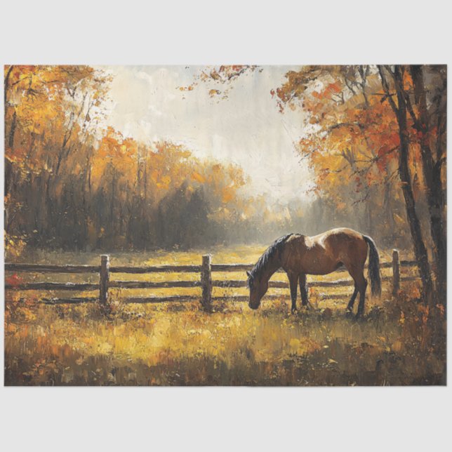 Horse in the Field Golden Hour Decoupage Tissue Paper (Front)
