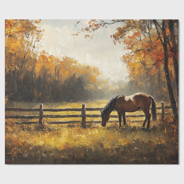 Horse in the Field Golden Hour Decoupage Wrapping Paper (Flat)