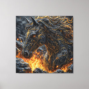 Horse in the fire canvas print
