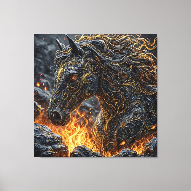 Horse in the fire canvas print (Front)