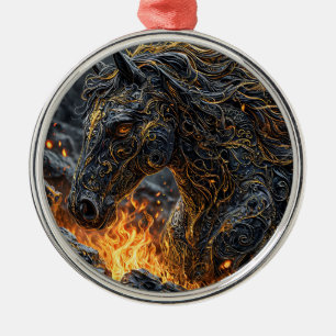 Horse in the fire metal tree decoration