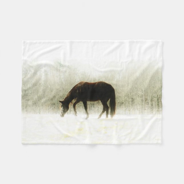 horse in the mist fleece blanket (Front (Horizontal))