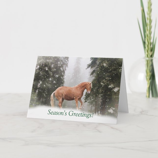 Horse in the Snow Season's Greeting Card (Front)