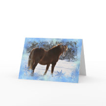 Horse in the snow Xmas card