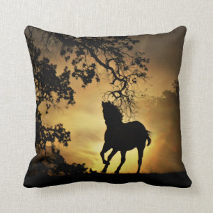 Horse in the Sunset Decor Pillow