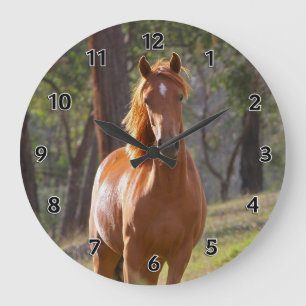 Horse In The Woods Large Clock