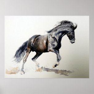 Horse In Watercolor Portrait Poster Print