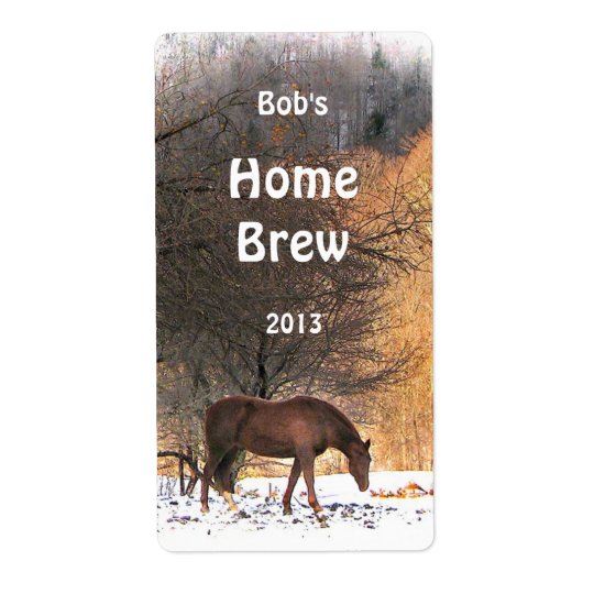 Horse in Winter Beer Label Shipping Label