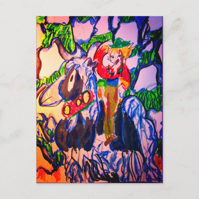 Horse in winter  jigsaw puzzle photo block metal p postcard (Front)