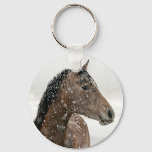 Horse in Winter Key Ring