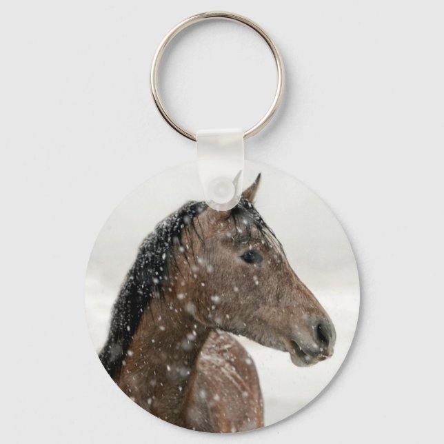 Horse in Winter Key Ring (Front)
