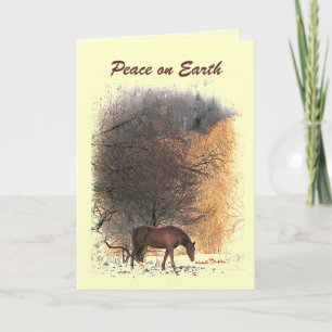 Horse in Winter Peace on Earth Holiday Card