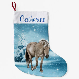 Horse In Winter Scene Custom Stocking 2 Side Print
