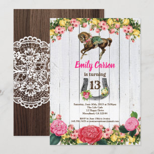 Horse invitation horse back riding birthday invite