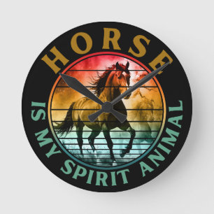 Horse is my spirit animal round clock