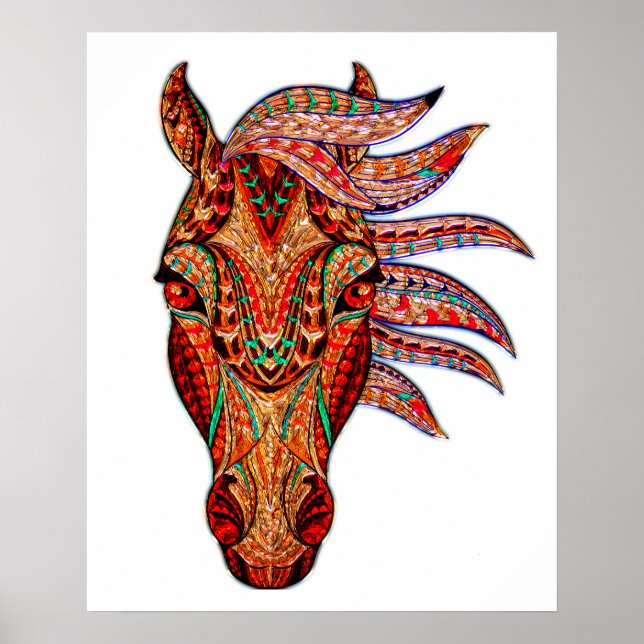 Horse jewel mosaic colorful cowgirl equestrian poster (Front)