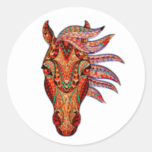 Horse jewel mosaic colourful cowgirl equestrian classic round sticker