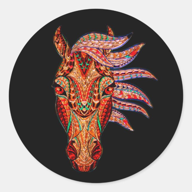 Horse jewel mosaic colourful cowgirl equestrian classic round sticker (Front)