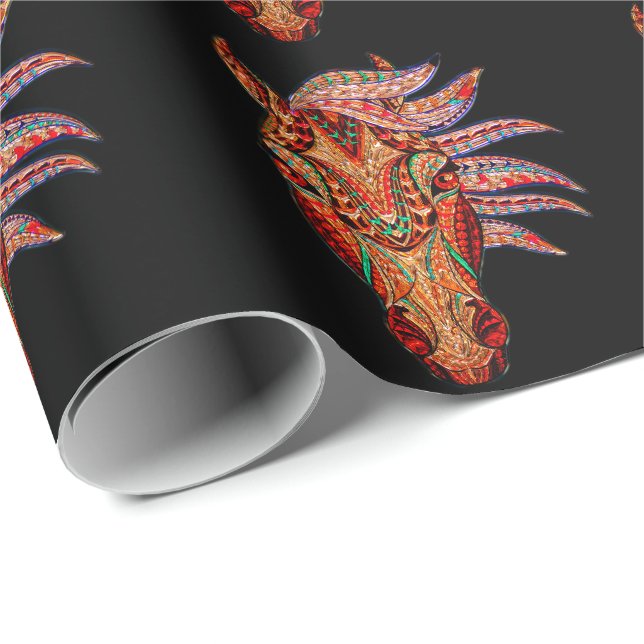 Horse jewel mosaic colourful cowgirl equestrian wrapping paper (Roll Corner)