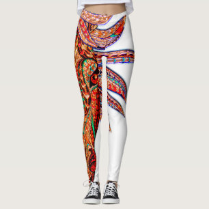 Horse jewel mosaic colourful cowgirl red brown blu leggings