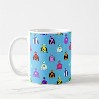 Horse Jockey Silks Pattern on Blue