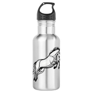 Horse Jump Black And White Doodle 532 Ml Water Bottle