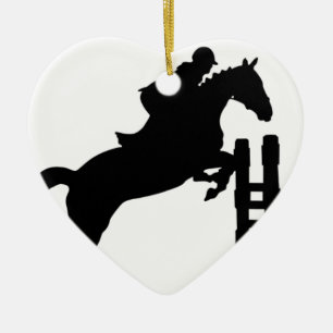 Horse Jump Silhouette Ceramic Tree Decoration