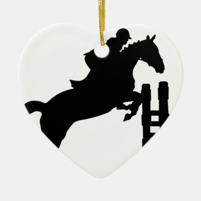 Horse Jump Silhouette Ceramic Tree Decoration (Front)