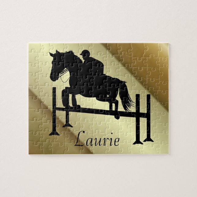Horse Jumper w/ Your Name Jigsaw Puzzle (Horizontal)