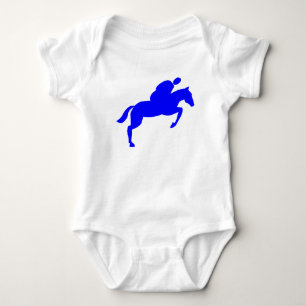 Horse Jumping - Blue Baby Bodysuit