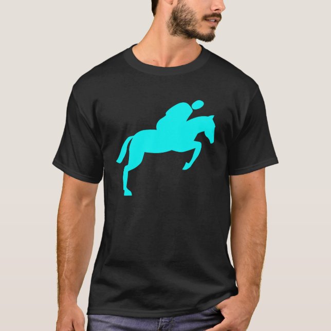 Horse Jumping - Cyan T-Shirt (Front)