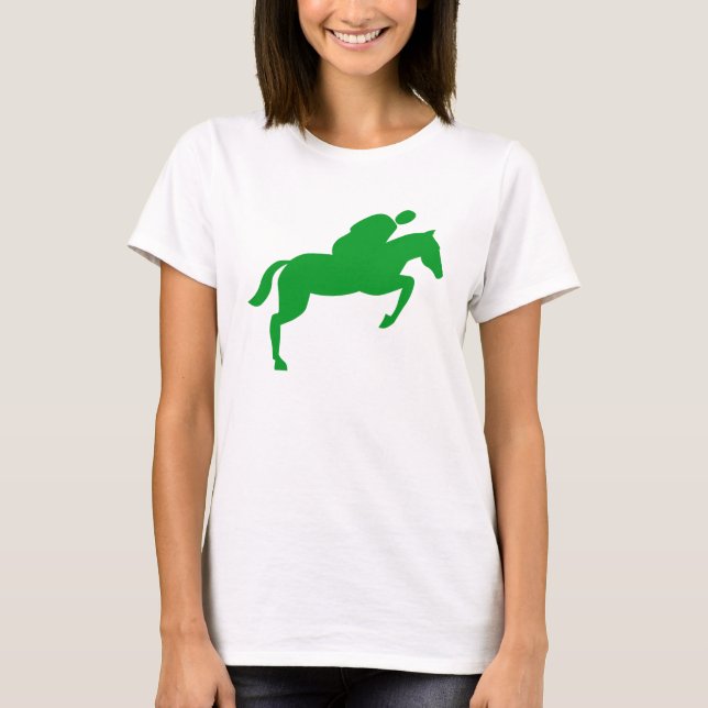 Horse Jumping - Grass Green T-Shirt (Front)