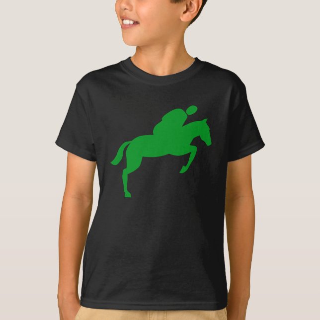 Horse Jumping - Grass Green T-Shirt (Front)