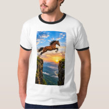 Horse Jumping Mountain Landscape