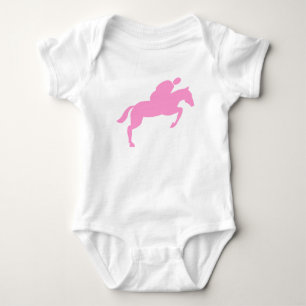 Horse Jumping - Pink Baby Bodysuit