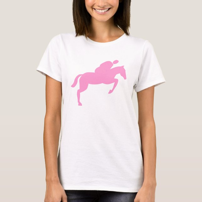 Horse Jumping - Pink T-Shirt (Front)
