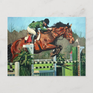 Horse jumping postcard