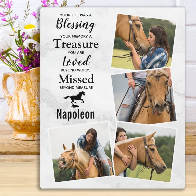 Horse Keepsake Memorial Photo Collage Plaque (Creator Uploaded)