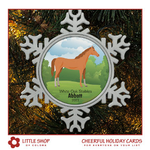 Horse Keepsake with Customizable Breed and Text Snowflake Pewter Christmas Ornament