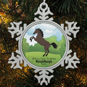 Horse Keepsake with Customizable Breed Text Snowflake Pewter Christmas Ornament