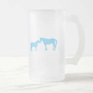 Horse Kisses (Aqua) Frosted Glass Beer Mug