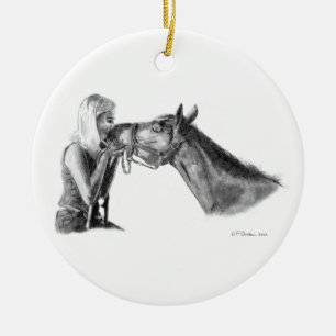 Horse Kisses Ceramic Tree Decoration