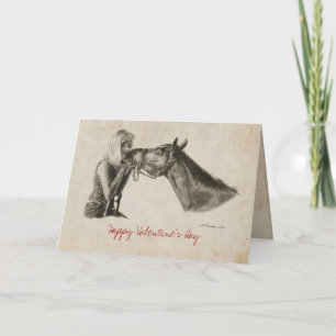 Horse Kisses Valentines Day Holiday Card