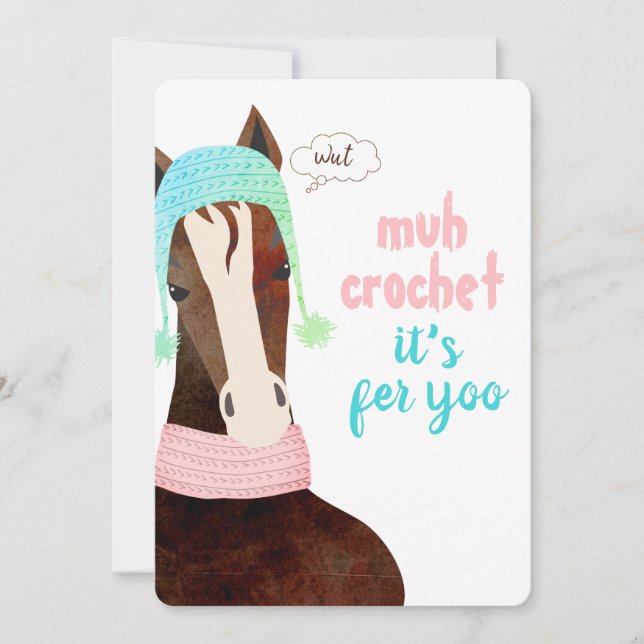 Horse knitting crochet Christmas hat scarf Holiday Card (Front)