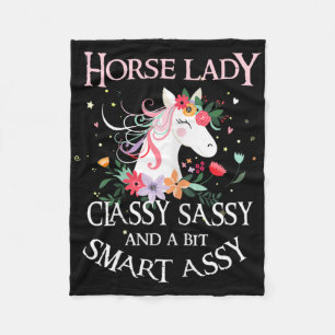 Horse Lady Cly Sy And A Bit Smart Y Fleece Blanket