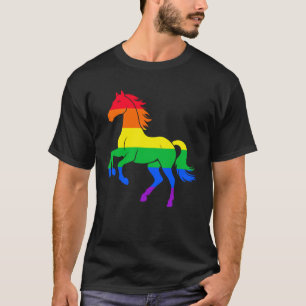 Horse LGBTQ Pride Flag Rainbow Trans Graphic Ridin T-Shirt