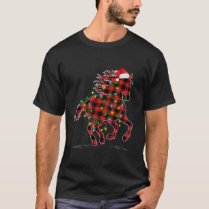 Horse Lights Xmas Pyjamas Buffalo Plaid Horse Chri T-Shirt