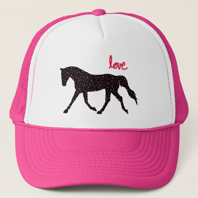 Horse, Love and Hearts Trucker Hat (Front)