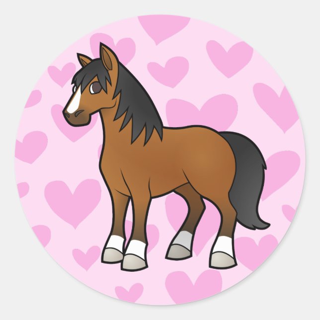 Horse Love Classic Round Sticker (Front)